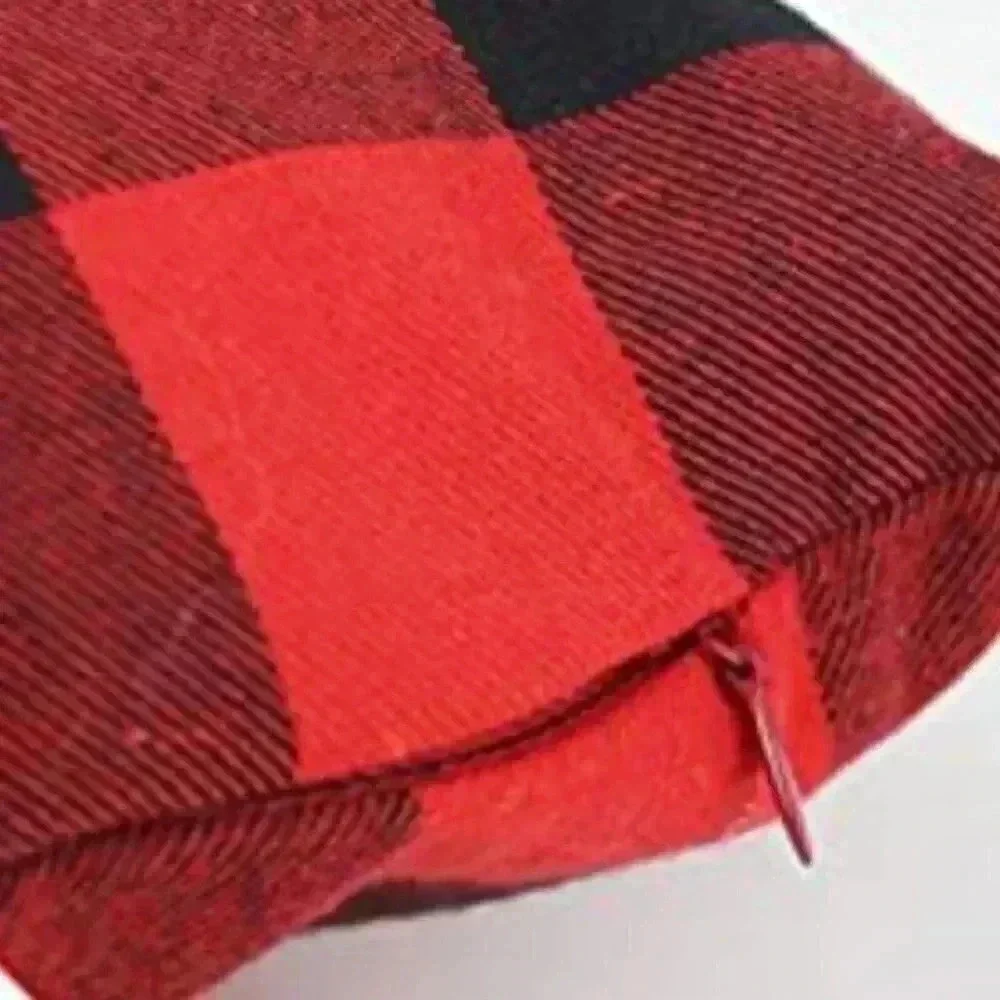 Red and Black Buffalo Check Plaid Throw Pillow Cover